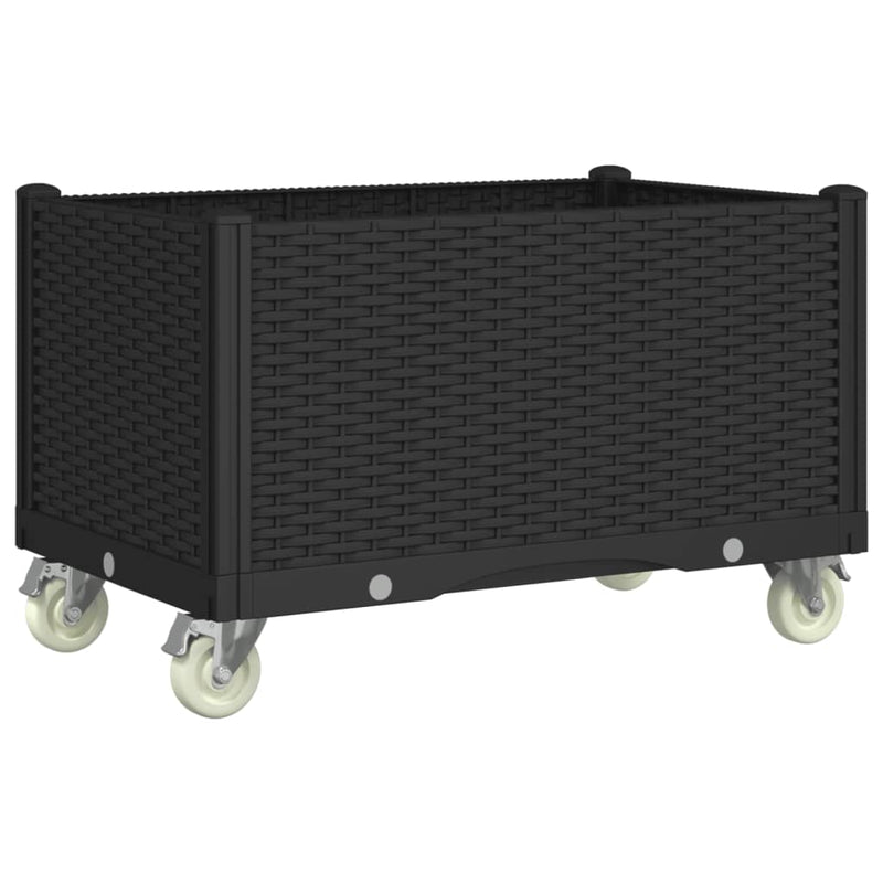 Load image into Gallery viewer, Vidaxl plantenbak met wielen 80x50x54 cm polypropeen zwart
