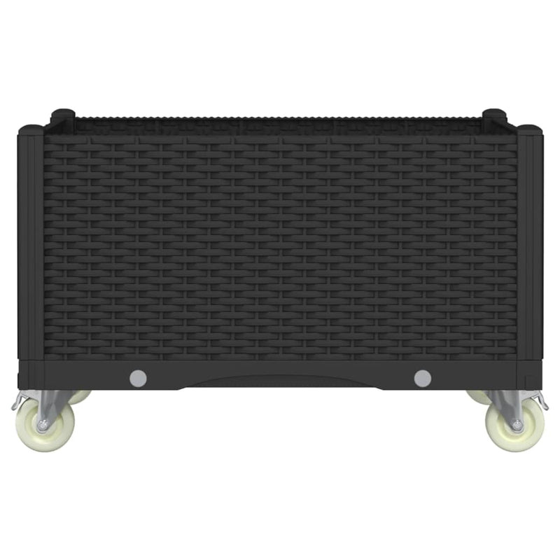 Load image into Gallery viewer, Vidaxl plantenbak met wielen 80x50x54 cm polypropeen zwart

