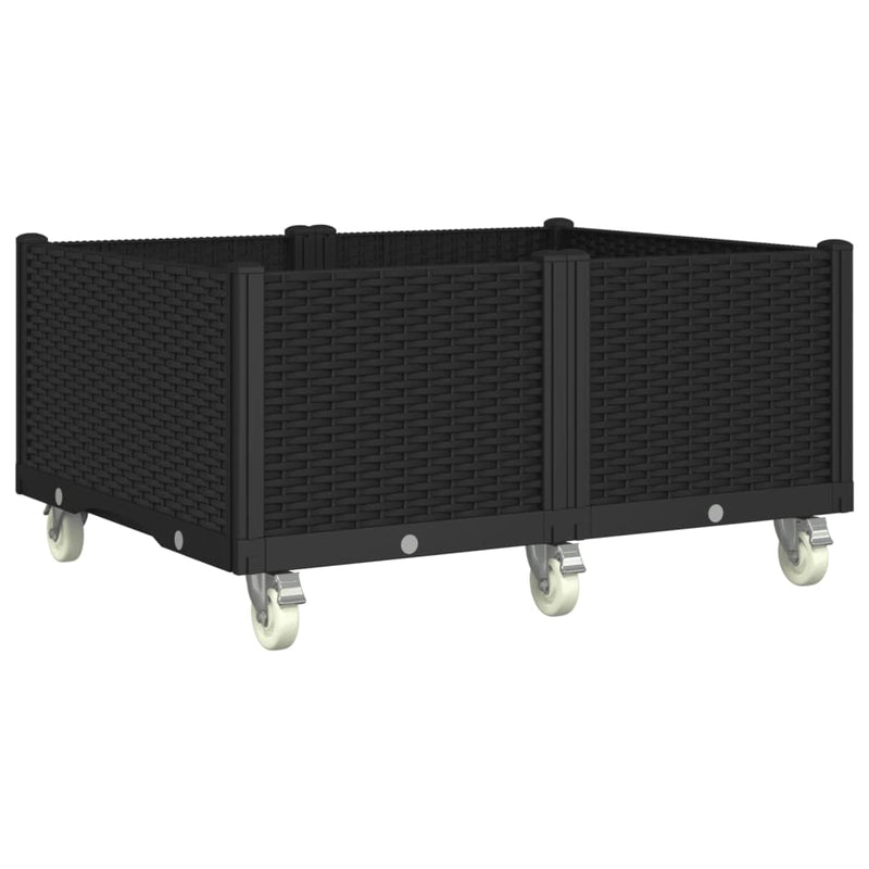 Load image into Gallery viewer, Vidaxl plantenbak met wielen 100x80x54 cm polypropeen zwart
