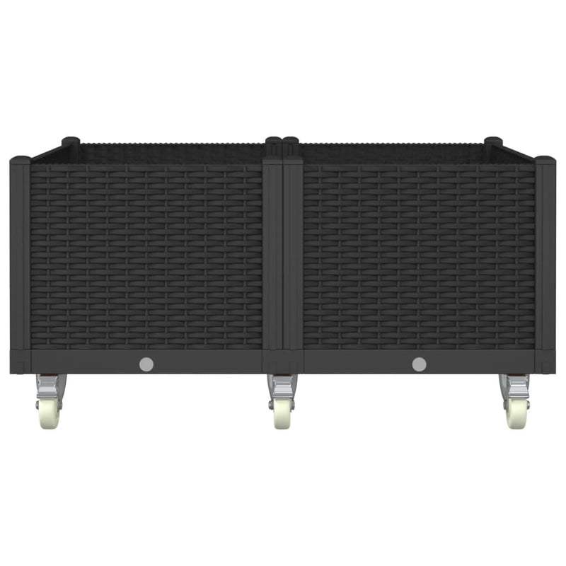 Load image into Gallery viewer, Vidaxl plantenbak met wielen 100x80x54 cm polypropeen zwart
