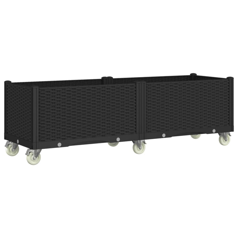 Load image into Gallery viewer, VidaXL Plantenbak met wielen 160x50x54 cm polypropeen zwart
