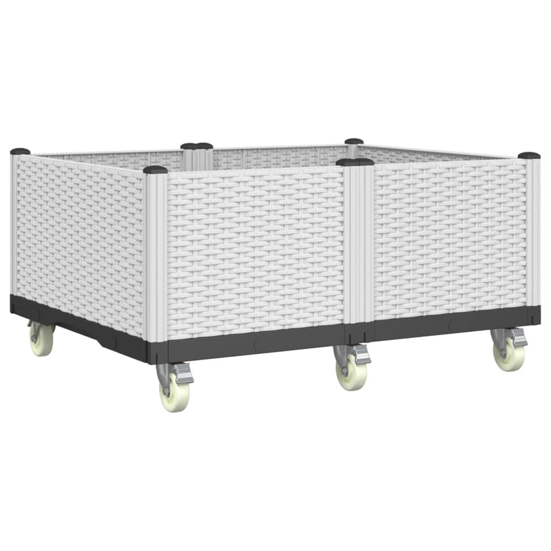 Load image into Gallery viewer, Vidaxl plantenbak met wielen 100x80x54 cm polypropeen wit
