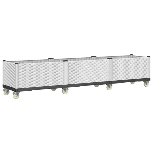 Vidaxl plantenbak met wielen 240x50x54 cm polypropeen wit
