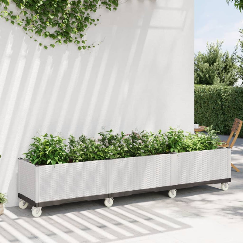 Load image into Gallery viewer, Vidaxl plantenbak met wielen 240x50x54 cm polypropeen wit
