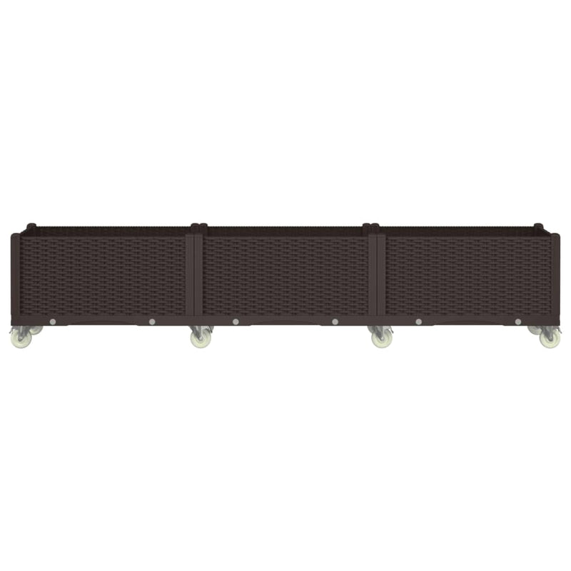 Load image into Gallery viewer, VidaXL Plantenbak met wielen 240x50x54 cm polypropeen bruin
