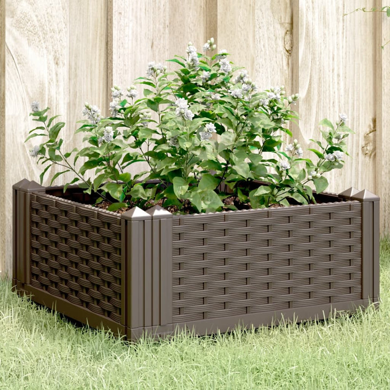 Load image into Gallery viewer, Vidaxl plantenbak met pinnen 42,5x42,5x28,5 cm polypropeen bruin
