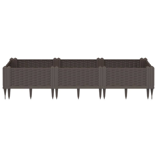 Vidaxl plantenbak met pinnen 125x40x28,5 cm polypropeen bruin