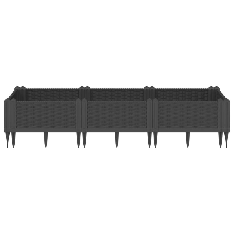 Load image into Gallery viewer, Vidaxl plantenbak met pinnen 125x40x28,5 cm polypropeen zwart
