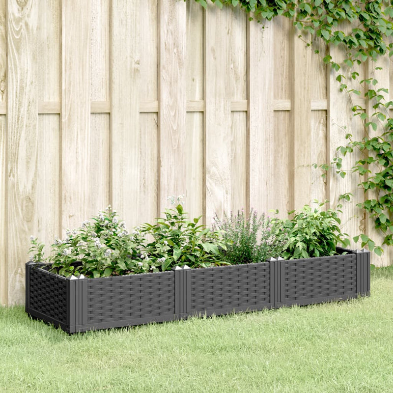 Load image into Gallery viewer, Vidaxl plantenbak met pinnen 125x40x28,5 cm polypropeen zwart
