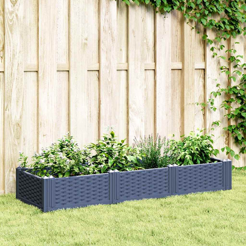 Load image into Gallery viewer, Vidaxl plantenbak met pinnen 125x40x28,5 cm polypropeen blauwgrijs
