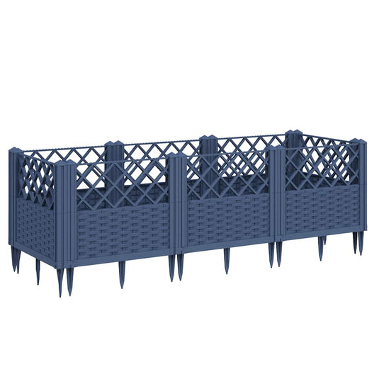 Vidaxl plantenbak met pinnen 123,5x43,5x43,5 cm polypropeen blauwgrijs