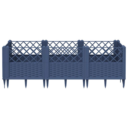 Vidaxl plantenbak met pinnen 123,5x43,5x43,5 cm polypropeen blauwgrijs