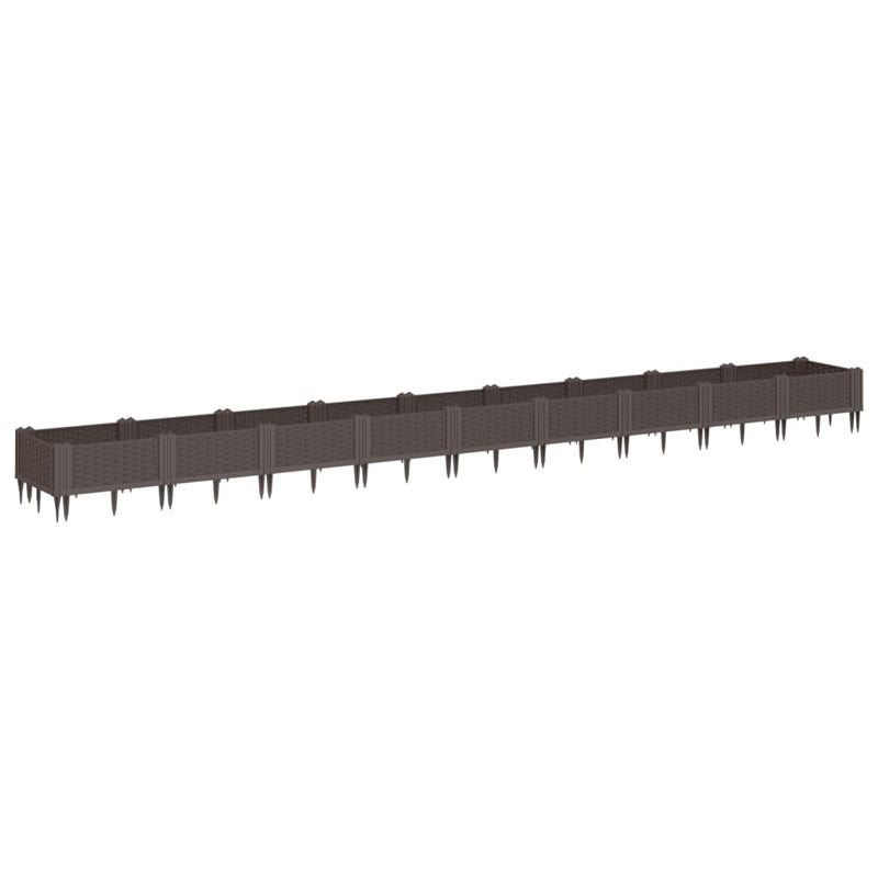 Load image into Gallery viewer, Vidaxl plantenbak met pinnen 362,5x42,5x28,5 cm polypropeen bruin
