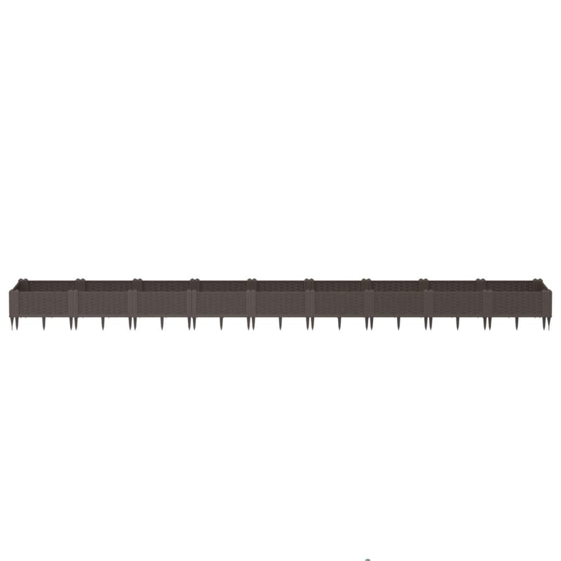 Load image into Gallery viewer, Vidaxl plantenbak met pinnen 362,5x42,5x28,5 cm polypropeen bruin
