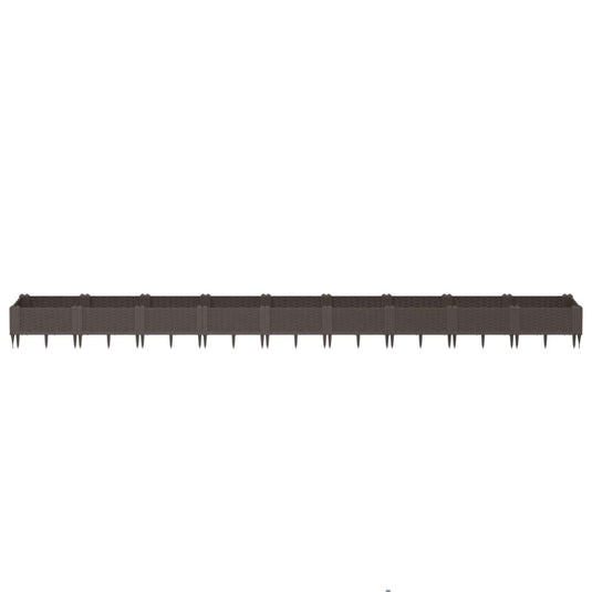 Vidaxl plantenbak met pinnen 362,5x42,5x28,5 cm polypropeen bruin
