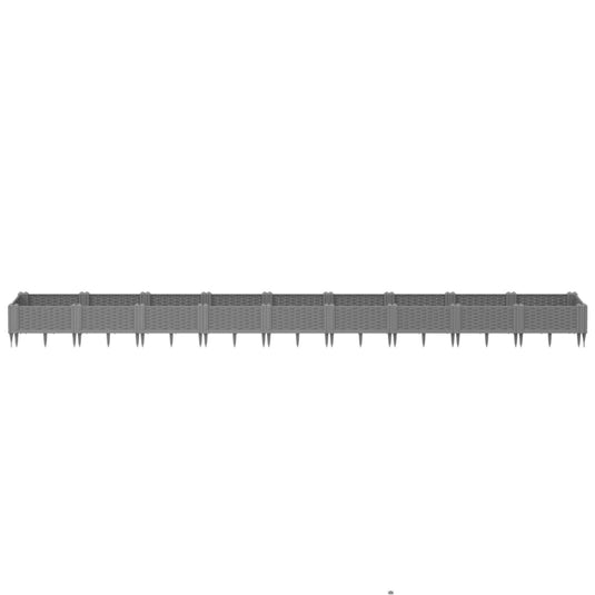 Vidaxl plantenbak met pinnen 362,5x42,5x28,5 cm polypropeen lichtgrijs