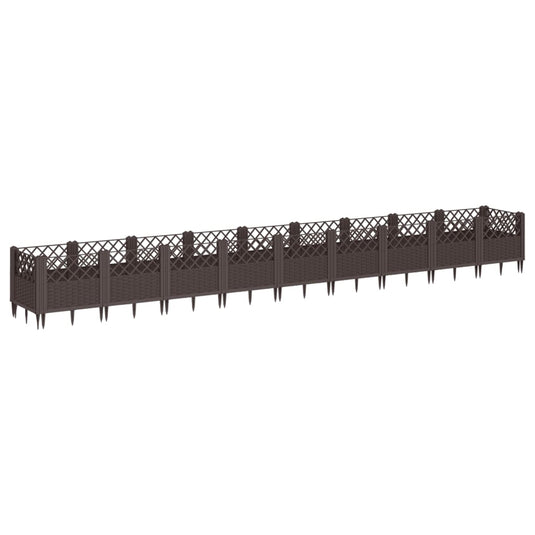 Vidaxl plantenbak met pinnen 363,5x43,5x43,5 cm polypropeen bruin