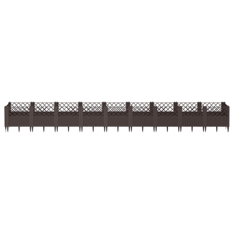 Load image into Gallery viewer, Vidaxl plantenbak met pinnen 363,5x43,5x43,5 cm polypropeen bruin
