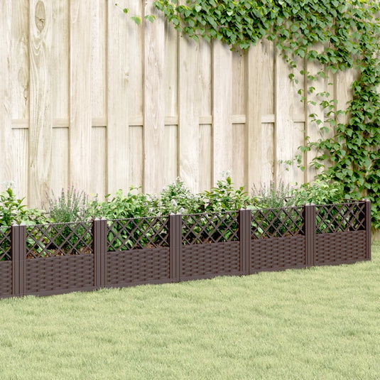Vidaxl plantenbak met pinnen 363,5x43,5x43,5 cm polypropeen bruin