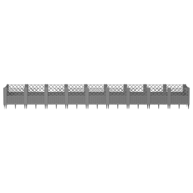 Load image into Gallery viewer, Vidaxl plantenbak met pinnen 363,5x43,5x43,5 cm polypropeen lichtgrijs
