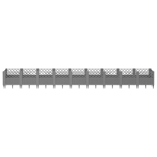 Vidaxl plantenbak met pinnen 363,5x43,5x43,5 cm polypropeen lichtgrijs
