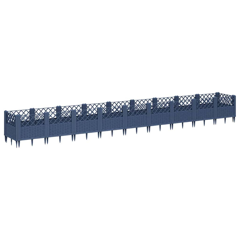 Load image into Gallery viewer, Vidaxl plantenbak met pinnen 363,5x43,5x43,5 cm polypropeen blauwgrijs
