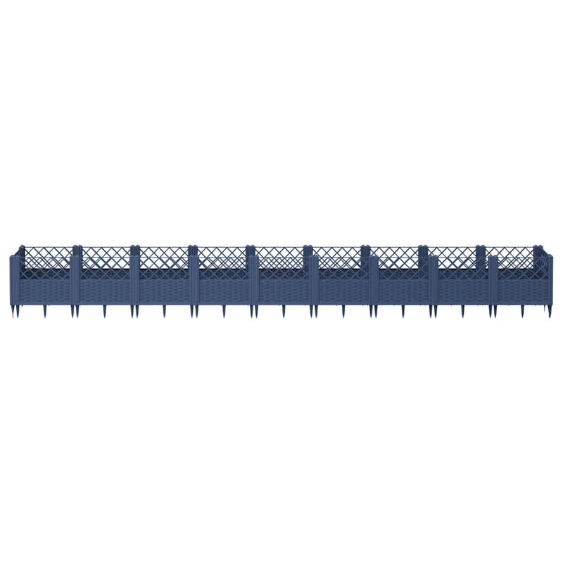 Load image into Gallery viewer, Vidaxl plantenbak met pinnen 363,5x43,5x43,5 cm polypropeen blauwgrijs
