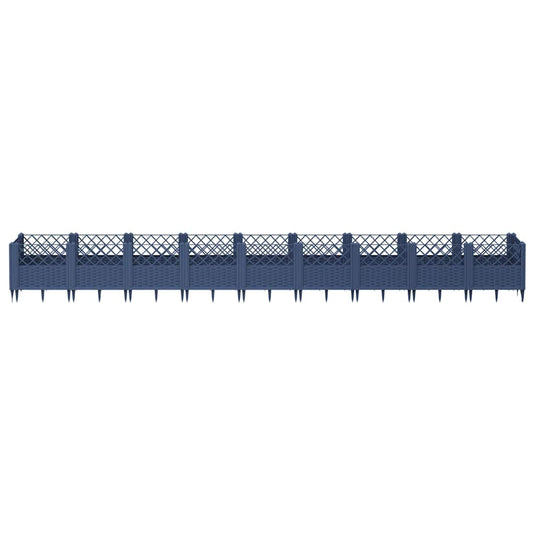 Vidaxl plantenbak met pinnen 363,5x43,5x43,5 cm polypropeen blauwgrijs
