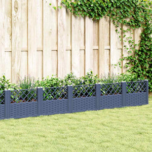 Vidaxl plantenbak met pinnen 363,5x43,5x43,5 cm polypropeen blauwgrijs