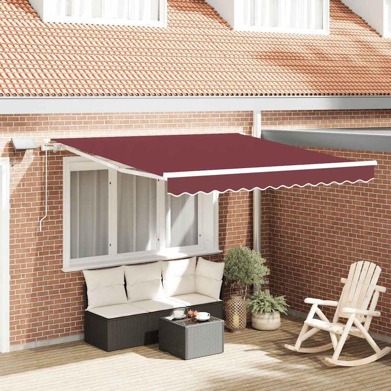 ギャラリービューアに画像をロードする, Vidaxl luifel handmatig uittrekbaar met led 300x250 cm bordeauxrood

