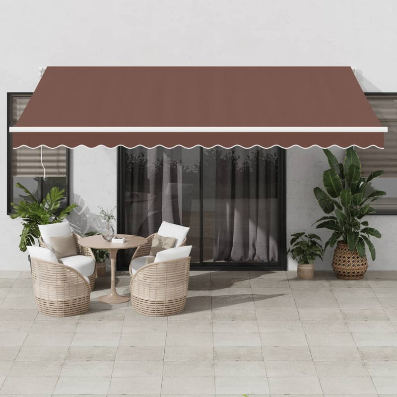 Load image into Gallery viewer, VidaXL Luifel automatisch uittrekbaar met LED 450x300 cm bruin
