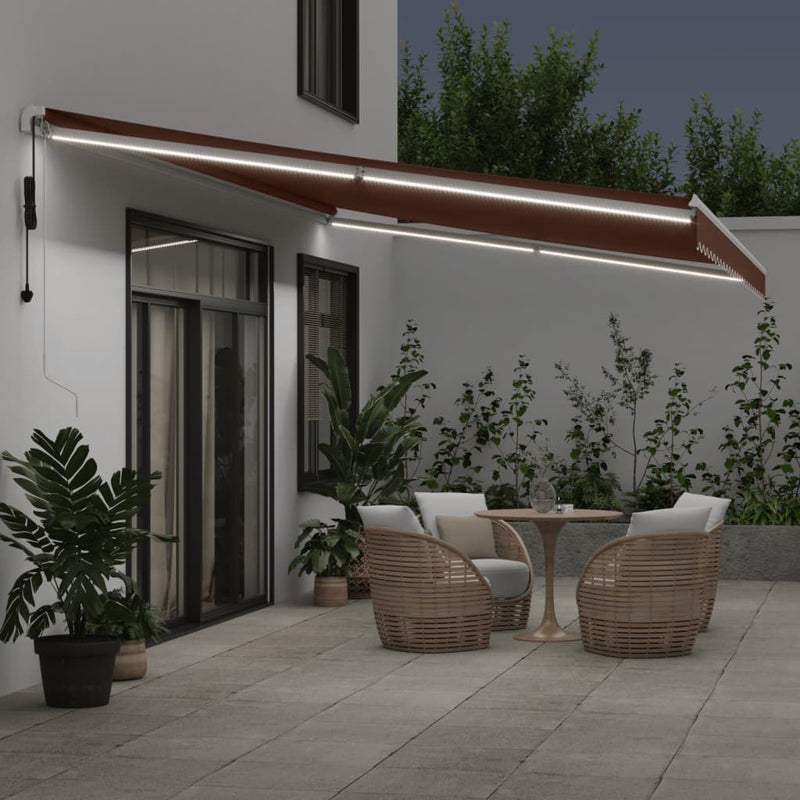 Load image into Gallery viewer, VidaXL Luifel automatisch uittrekbaar met LED 600x300 cm bruin
