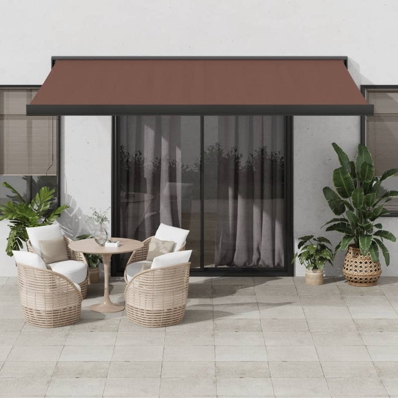 Load image into Gallery viewer, VidaXL Luifel handmatig uittrekbaar 450x300 cm bruin
