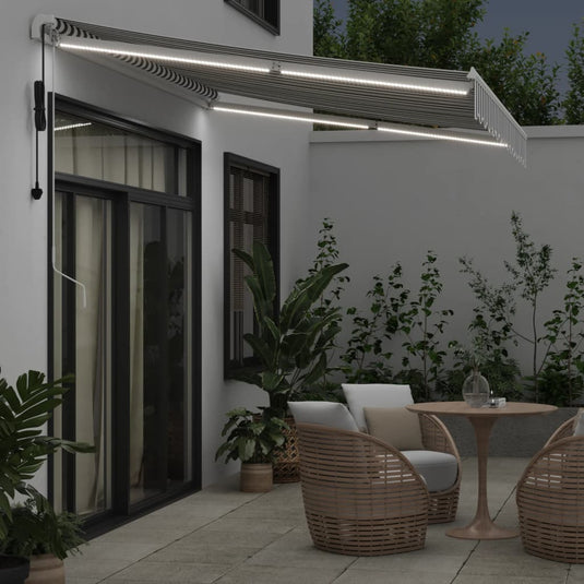 Vidaxl luifel automatisch uittrekbaar led 350x250 cm antraciet en wit
