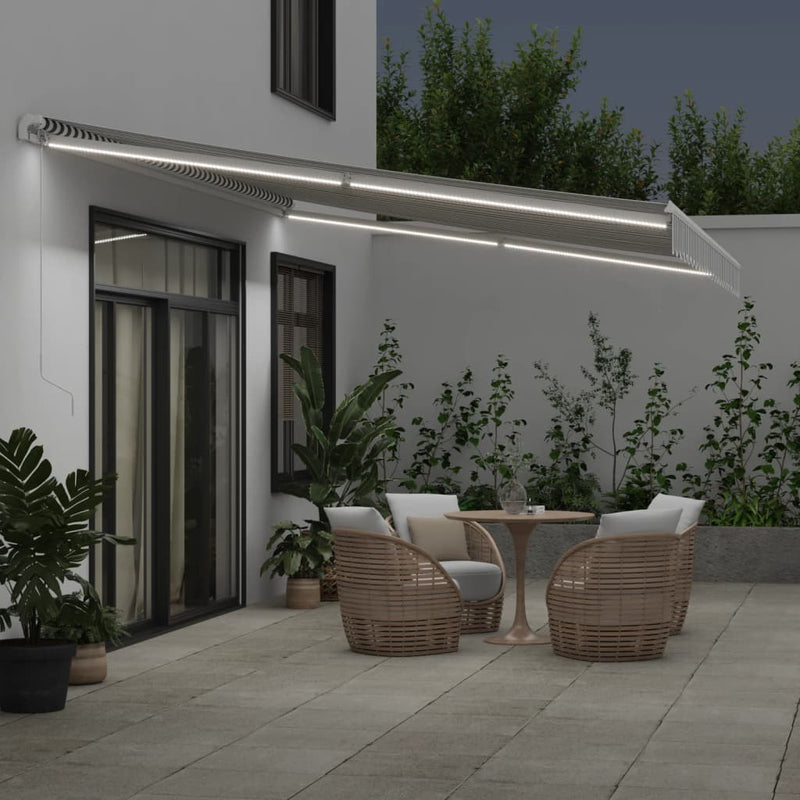 Load image into Gallery viewer, VidaXL Luifel handmatig uittrekbaar en LED 500x300 cm antraciet en wit
