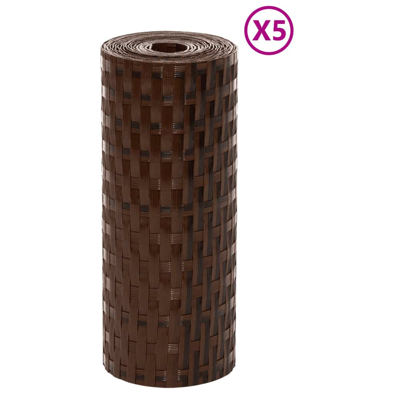 Load image into Gallery viewer, Vidaxl balkonschermen 5 st 255x19 cm poly rattan bruin en zwart
