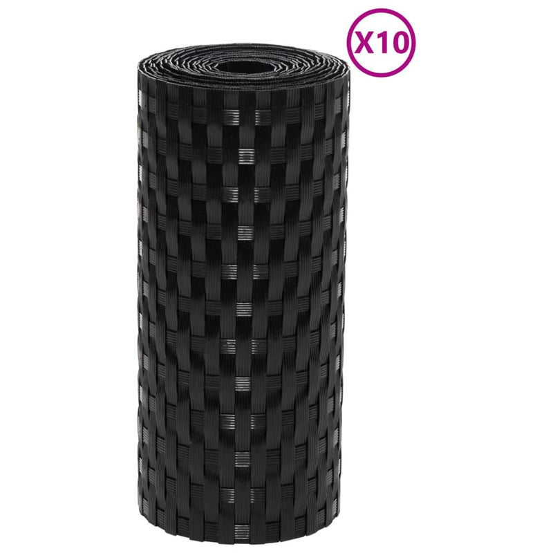 Load image into Gallery viewer, Vidaxl balkonschermen 10 st 255x19 cm poly rattan zwart
