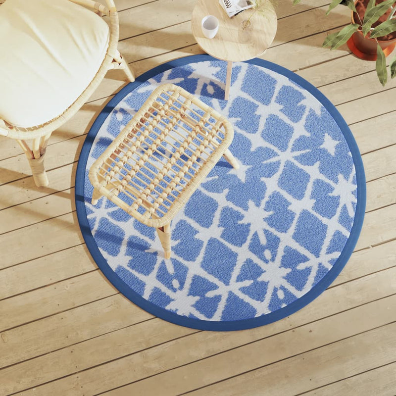 Load image into Gallery viewer, Vidaxl buitenkleed arakil ø120 cm polypropeen blauw en wit
