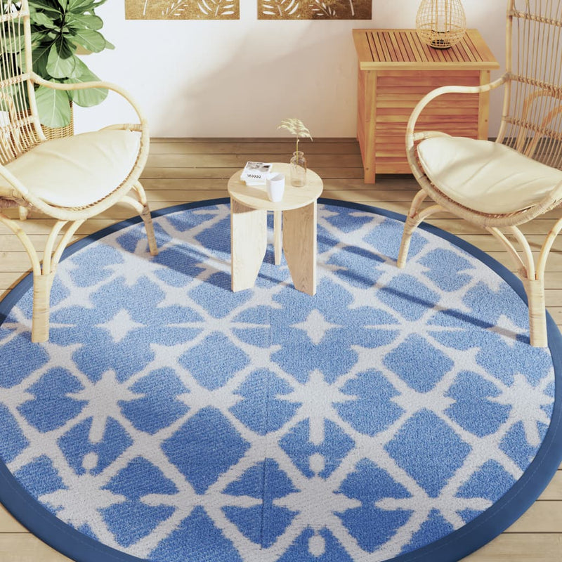 Load image into Gallery viewer, Vidaxl buitenkleed arakil ø200 cm polypropeen blauw en wit
