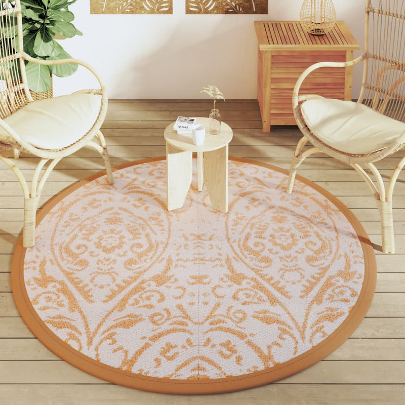 Load image into Gallery viewer, Vidaxl buitenkleed arakil ø160 cm polypropeen oranje en wit
