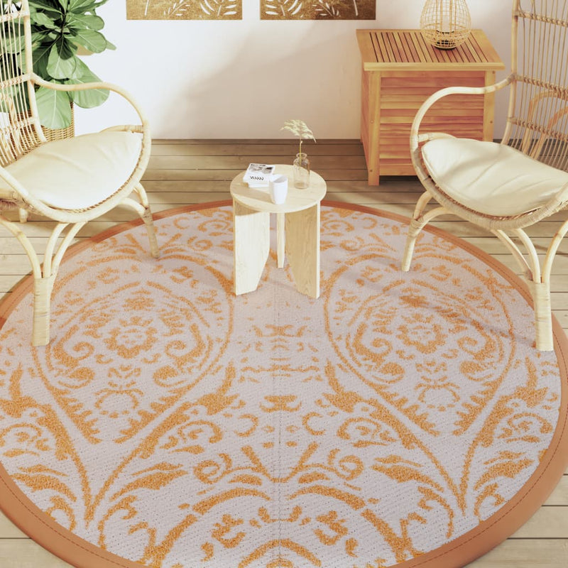 ギャラリービューアに画像をロードする, Vidaxl buitentapijt arakil ø200 cm polypropeen oranje en wit
