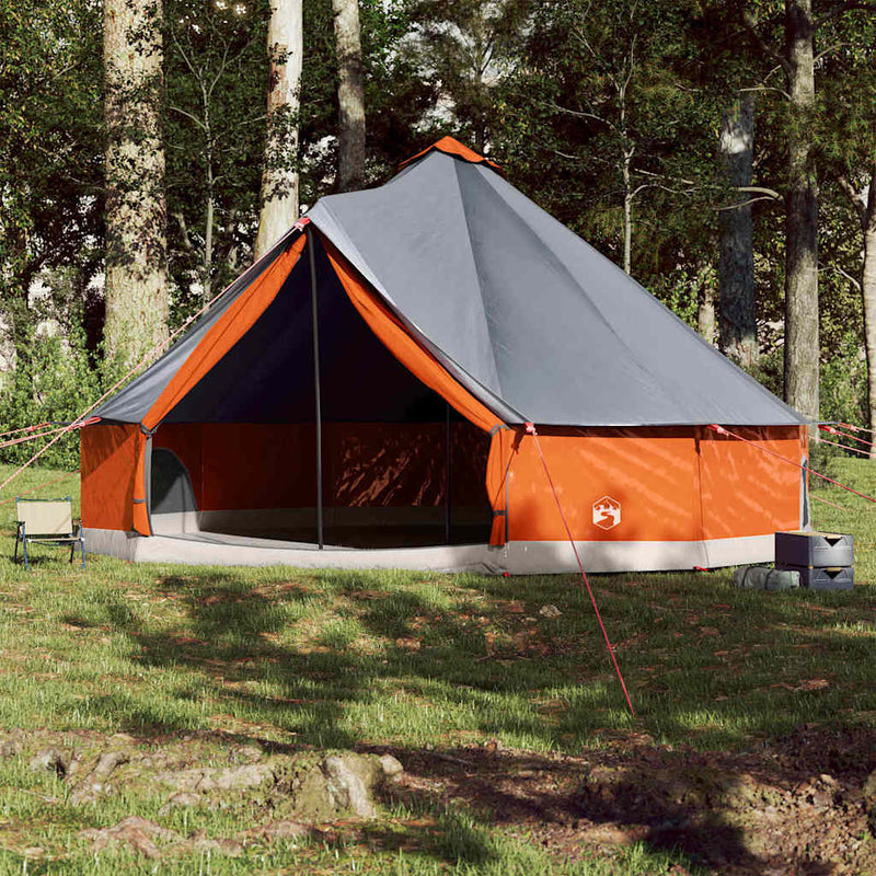Load image into Gallery viewer, Vidaxl tipitent voor gezin 12-persoons waterdicht grijs en oranje
