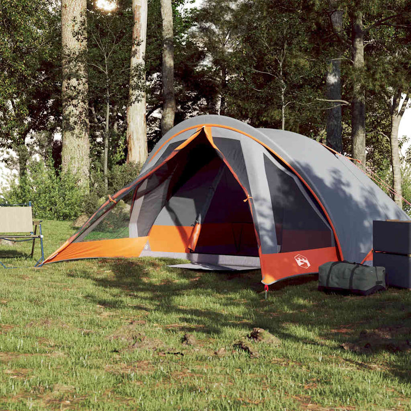 Load image into Gallery viewer, Vidaxl tent 4-persoons waterdicht grijs en oranje
