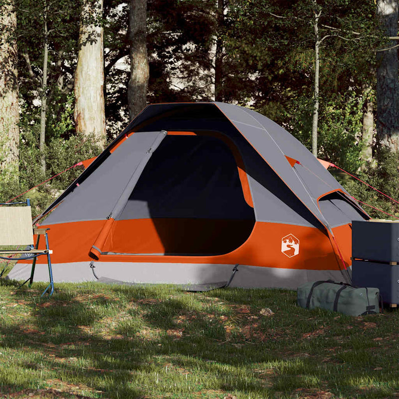 Load image into Gallery viewer, Vidaxl koepeltent 2-persoons waterdicht grijs en oranje
