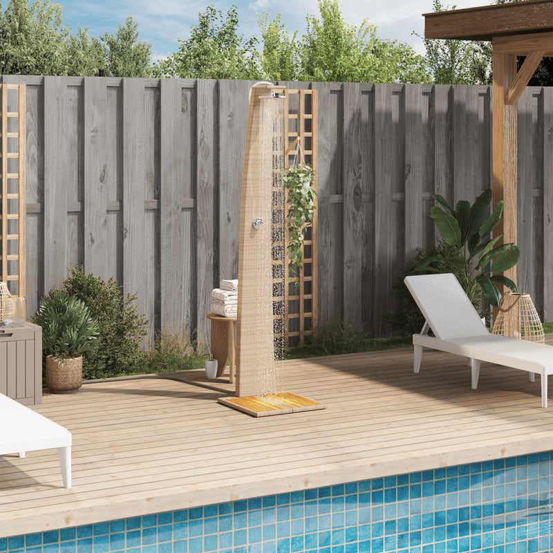 Load image into Gallery viewer, Vidaxl buitendouche 55x60x224 cm poly rattan en acaciahout beige
