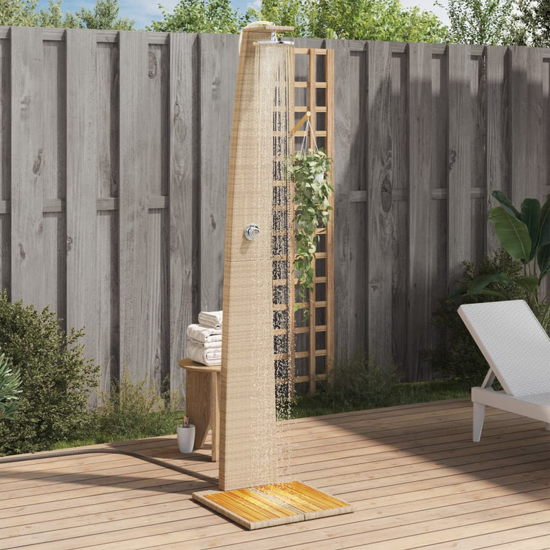 Load image into Gallery viewer, Vidaxl buitendouche 55x60x224 cm poly rattan en acaciahout beige
