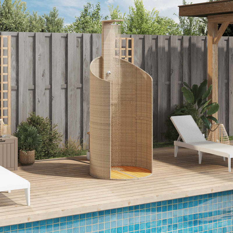 ギャラリービューアに画像をロードする, Vidaxl buitendouche 100x100x241,5 cm poly rattan en acaciahout beige
