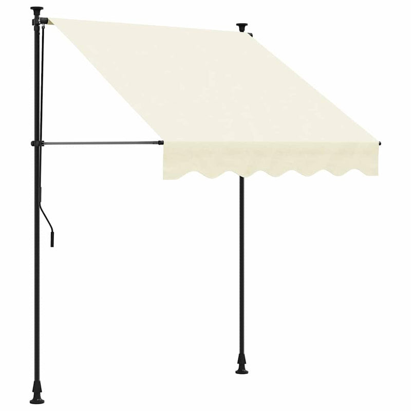 Afbeelding laden in galerijviewer, Vidaxl luifel uittrekbaar 200x115 cm stof en staal crèmekleurig
