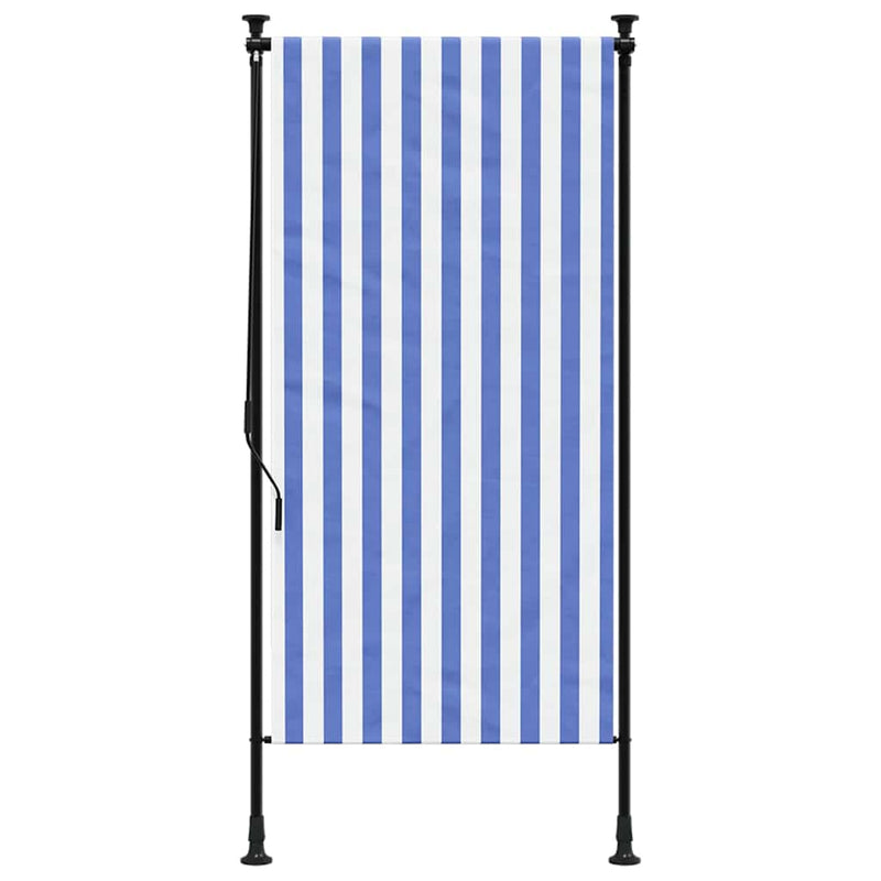 Load image into Gallery viewer, Vidaxl rolgordijn voor buiten 100x270 cm stof en staal blauw en wit
