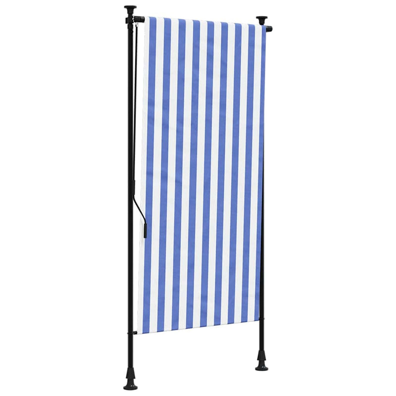Load image into Gallery viewer, Vidaxl rolgordijn voor buiten 120x270 cm stof en staal blauw en wit
